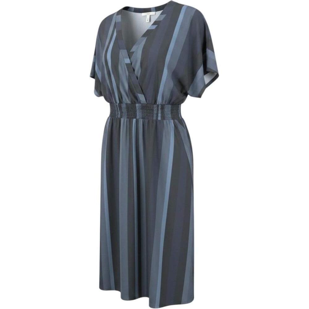 BloomChic Blue Striped Faux Wrap Midi Dress Plus Size US 22/24 Smocked Waist